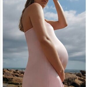 NEW Bumpsuit Brushed Satin Gown Pink WOMEN XS Maternity Formal Maxi Dress 0-2